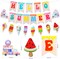 Hello Summer Banner, Colorful Ice Cream Sign Banner Bunting Garland Hanging Paper Kit for Hawaiian Tropical Luau Summer Beach Sweet Ice Cream Birthday Party Decorations Supplies